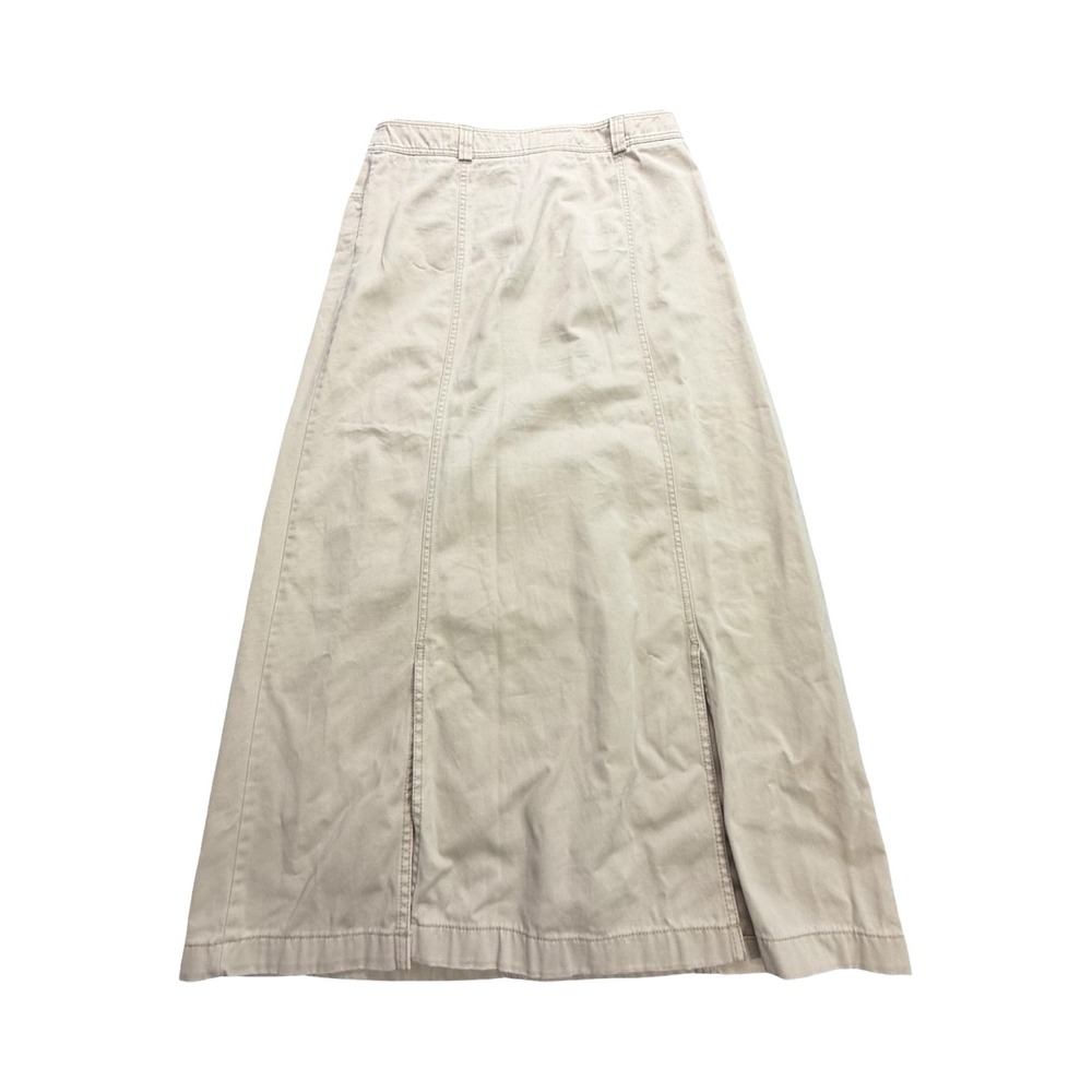 Eddie Bauer Maxi Skirt Womens 14 Tan A-Line Cotton Twill Casual Cottagecore